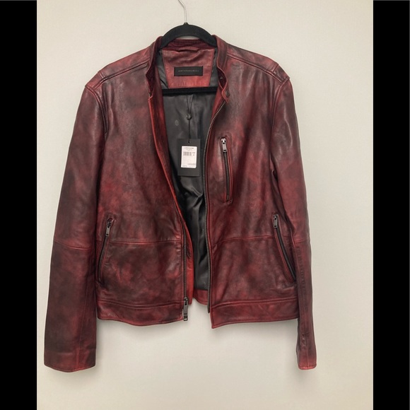 John Varvatos REYES SHEEPSKIN SLIM FIT RACER JACKET IN OXBLOOD. Medium. BNWT - Picture 6 of 14